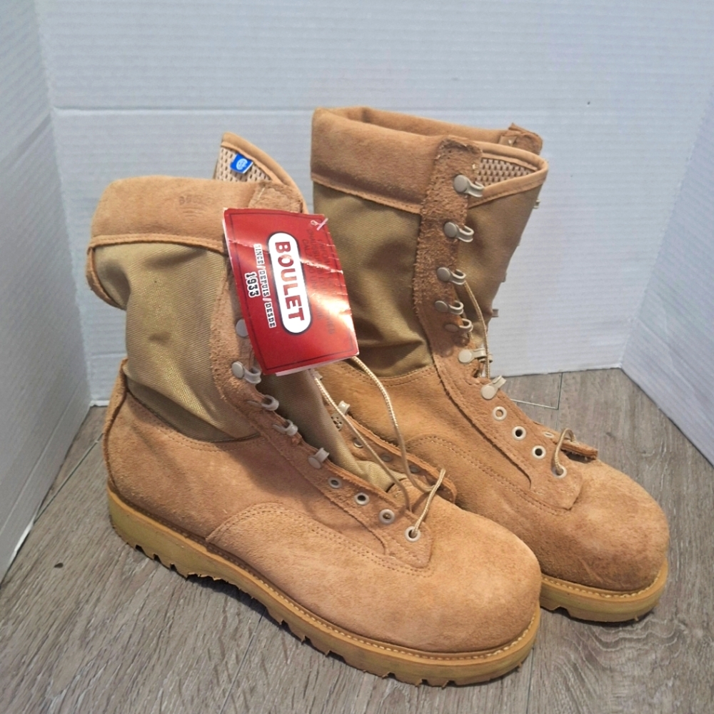 New BOULET Steel Toe Boots Hot Weather Combat Boots Vibram Mens Sz 11.5 NWT